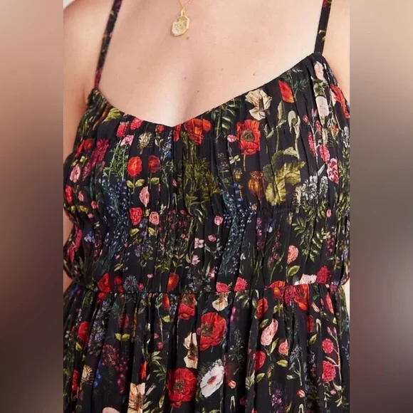Anthropologie Payal Jain NWT Massima Black Red Floral Maxi Dress **Size XS P**🌺🌺 - Picture 4 of 10